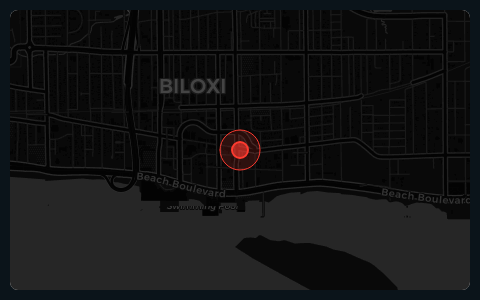 GPS coordinates — 30.3960° N, 88.8853° W — Biloxi