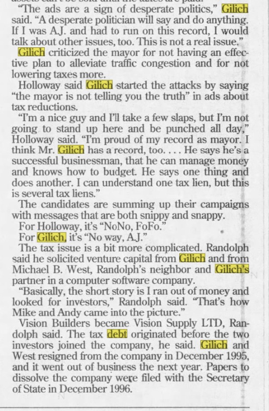 Newspaper article: Holloway campaign slogan NoNo FoFo