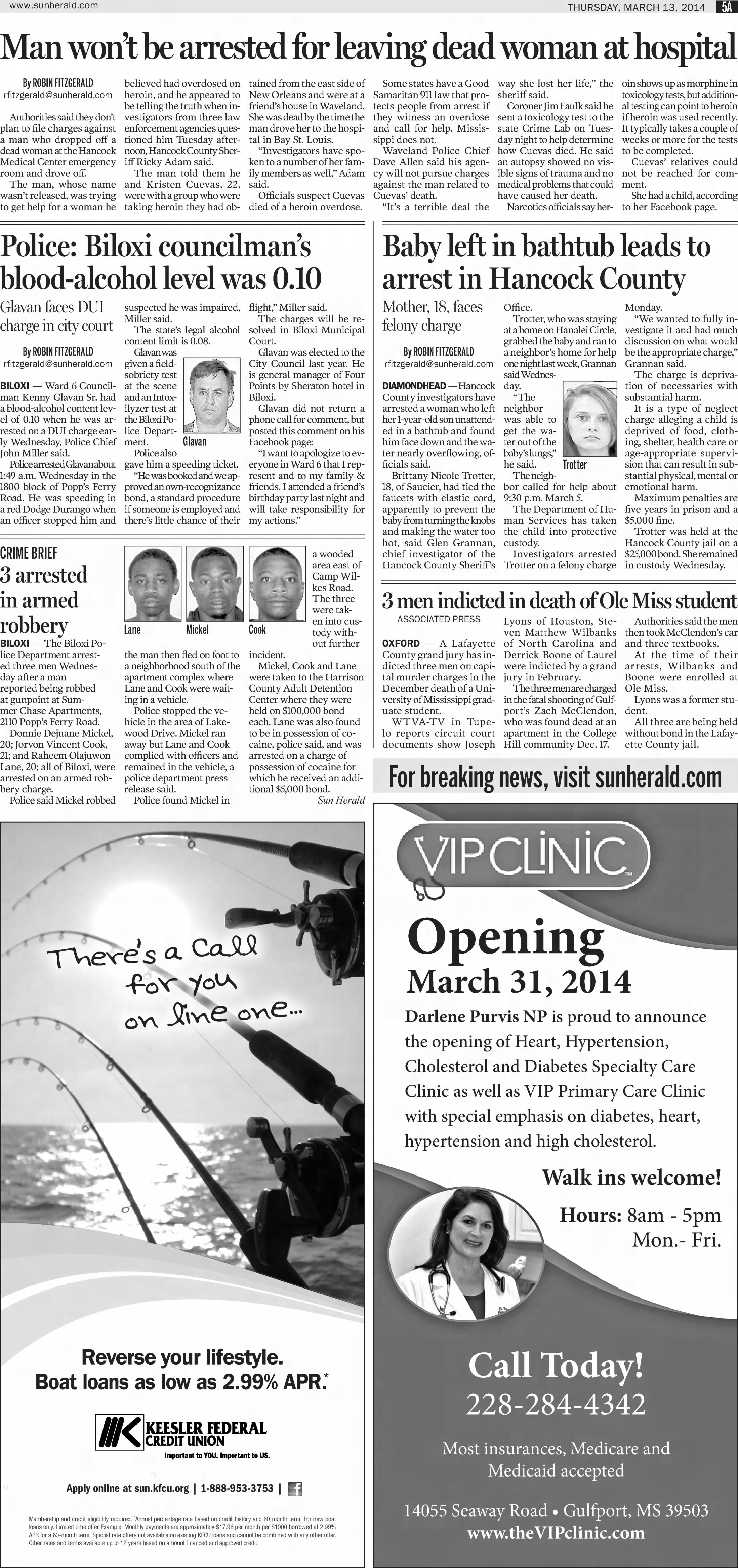 Sun Herald headline: Police: Biloxi councilman's blood-alcohol level was 0.10