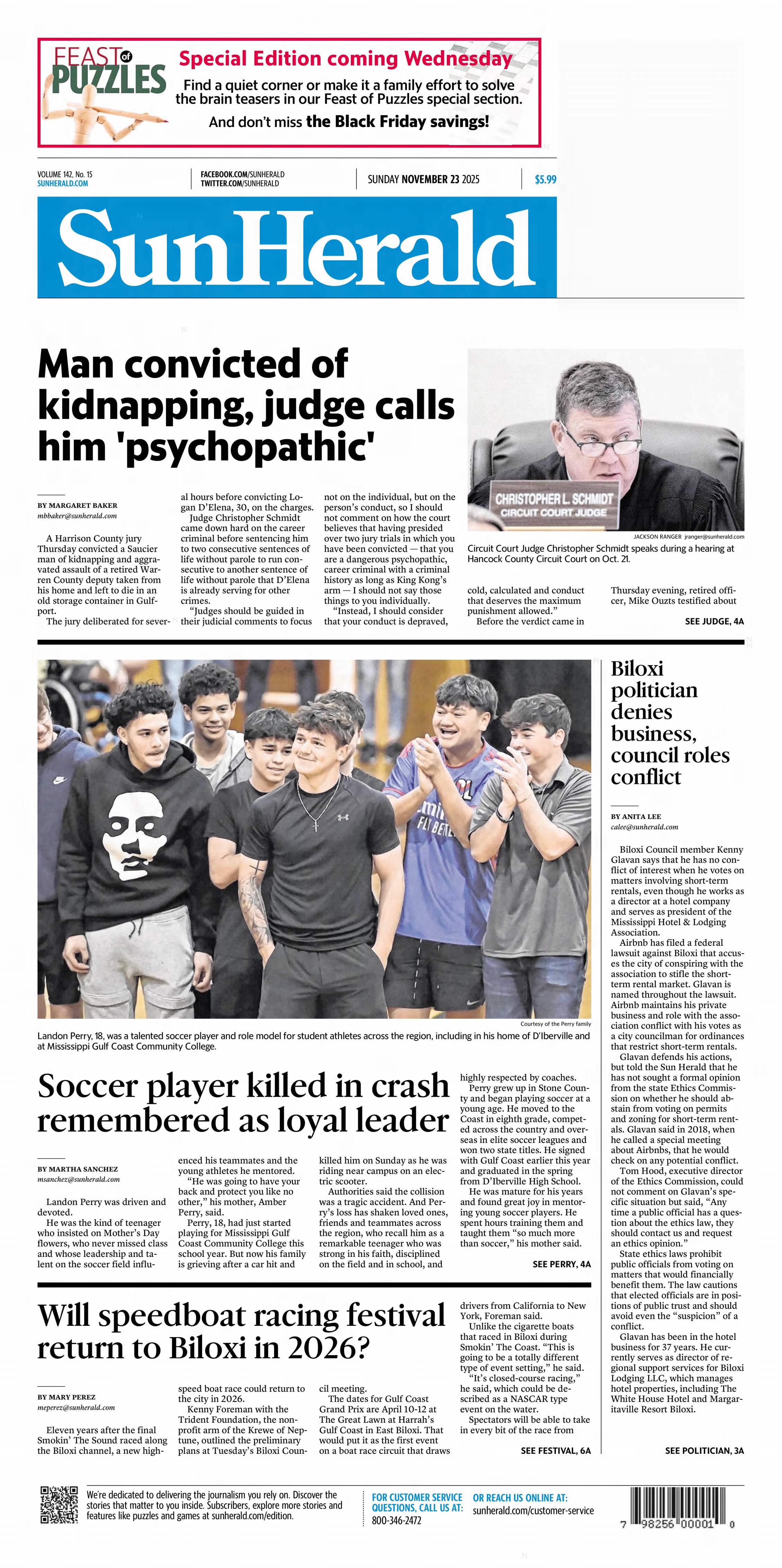 Sun Herald front page: Biloxi politician faces conflict