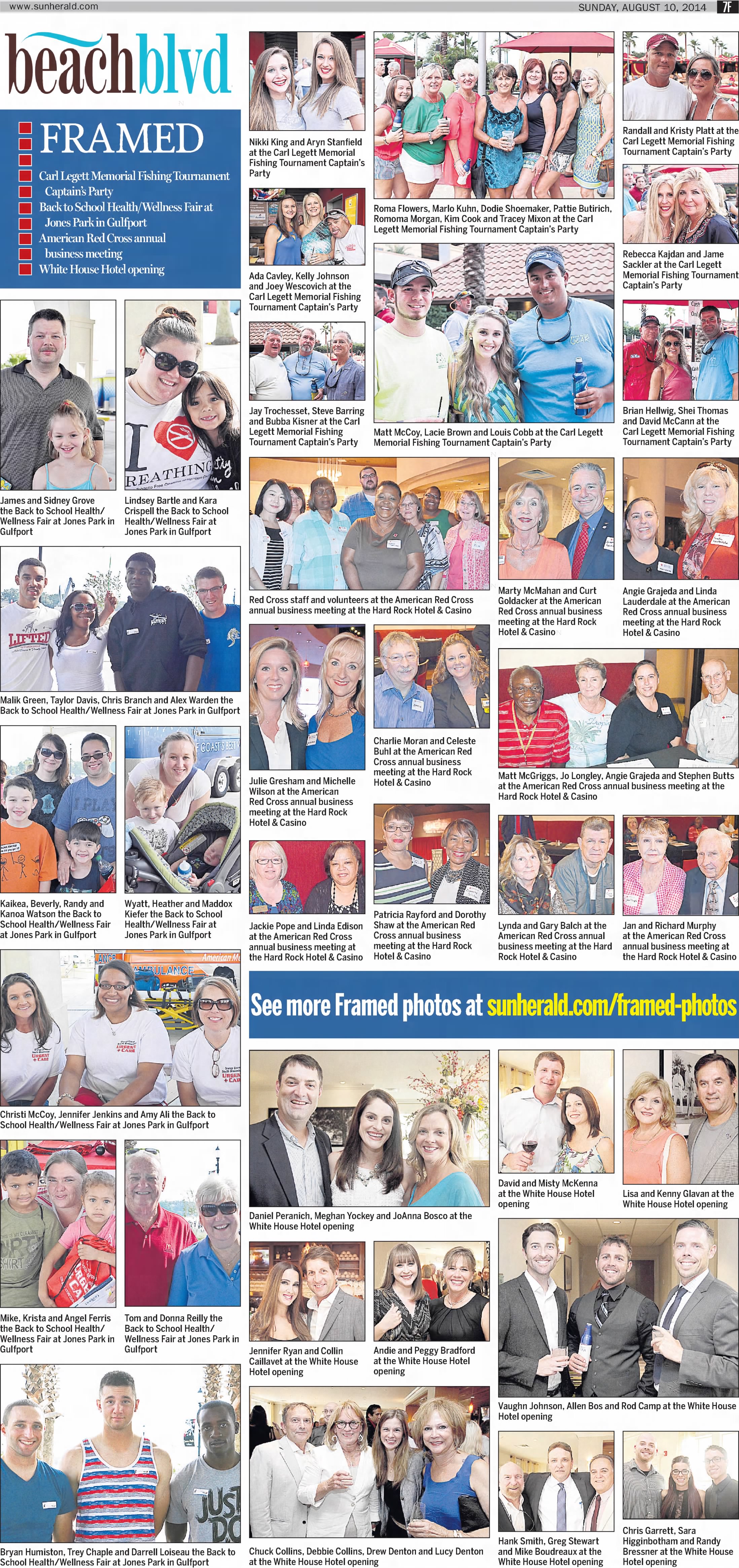 Sun Herald social page showing Greg Stewart and Kenny Glavan both at White House Hotel opening