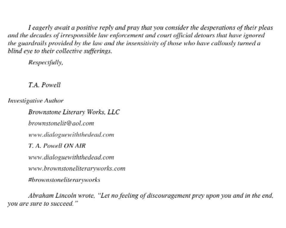 T.A. Powell letter — Page 2 — Georgia Head detained at Ruleville Nursing Home